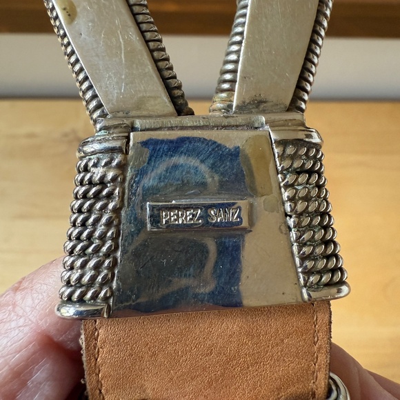 PEREZ SANZ BELT BLACK LEATHER SILVER VINTAGE RARE ARTISAN STATEMENT PIECE UNIQUE - Picture 6 of 13